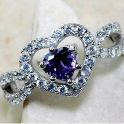 2CT Amethyst & Topaz Sterling Silver Ring 