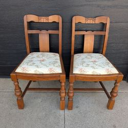 Pair Of Vintage Oak Chairs