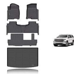 Floor Mats & Cargo Liner Custom for 2021-2026 Chevy/Chevrolet Suburban & GMC Yukon XL 8 Seats Bench Seats All Weather Protection
