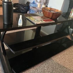 Black Glass 3-shelf TV Stand 