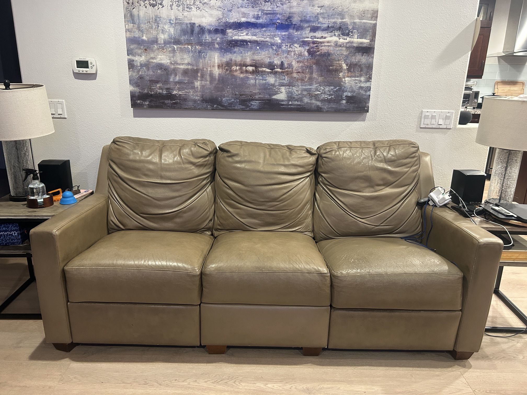 Carmel Color Reclining Lather Couch And loveseat