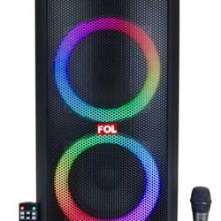 DUO 10′ SPEAKER WITH SUPER BASS RECHARGEABLE PORTABLE SPEAKER WITH MICROPHONE, LIGHT, AND REMOTE CON