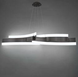 Modern Aluminum / Acrylic LED Pendant Chandelier Light, perfect condition like new!!! Was $1,627 Dimensions: 57.9 in W x 16 in D x 8 in