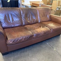 Cave Man Sofa Real Leather $50. Pick Up In Fairoaks / Heavy Couch 