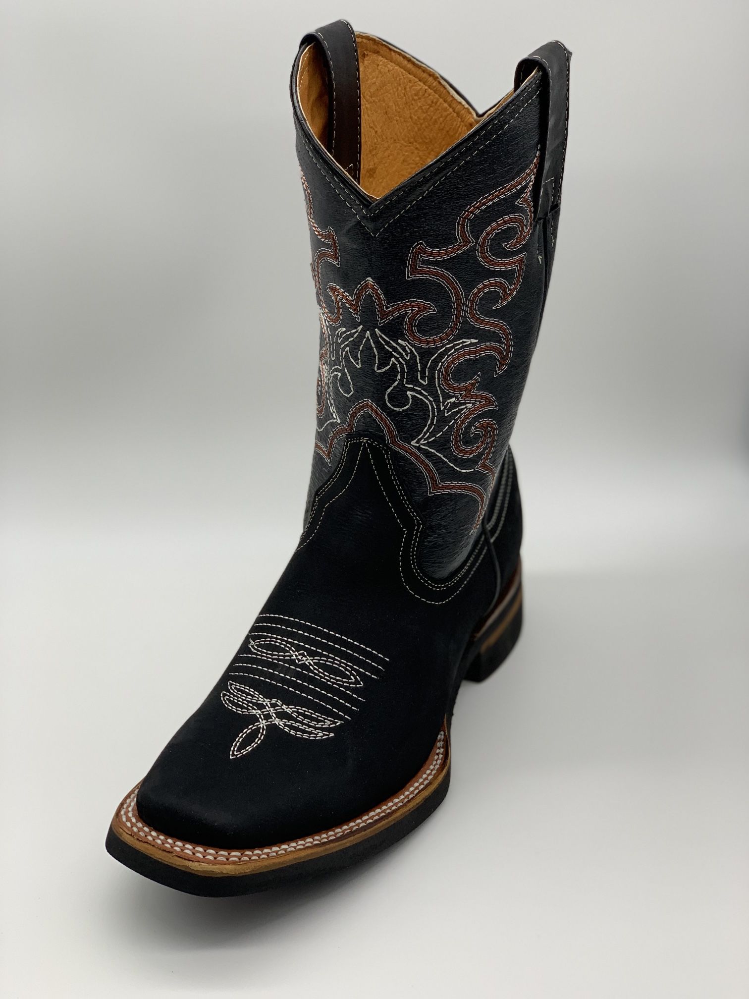 Western Rodeo Leather Square Toe Boots