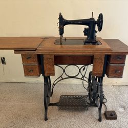 Antique Standard Sewing Machine in Cabinet