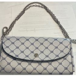 Steve Madden Women's Logo Shoulder Bag Chain Strap Detachable White Blue Small