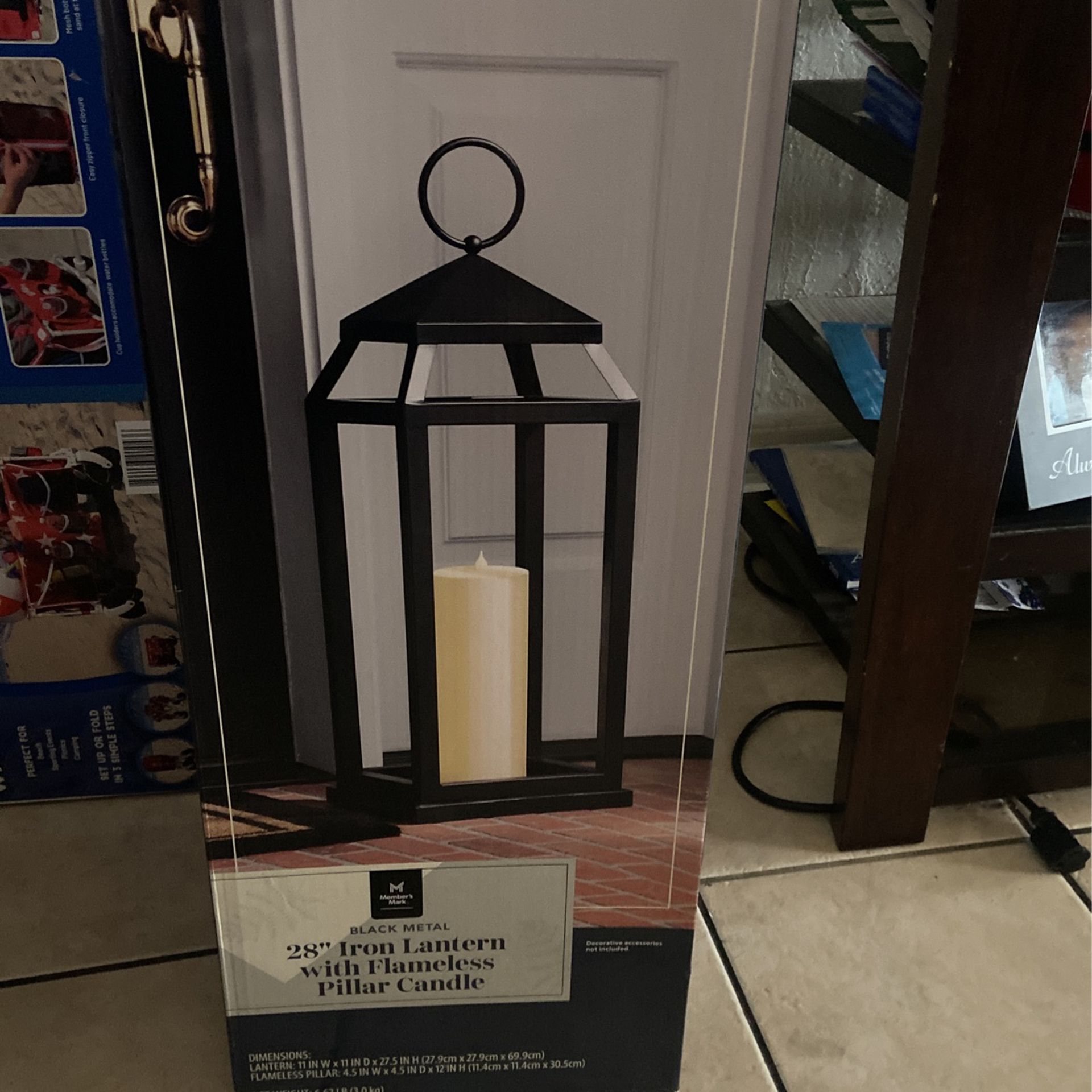 Brand New Iron Lantern With Pillar Candle