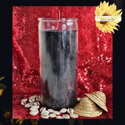 BLACK ~ Jumbo Votive Glass Jar Candle Vela Velon Ritual Religion Yoruba Santeria Orisha