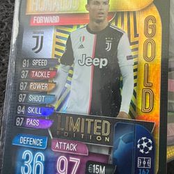 Christiano Ronaldo Topps Match Attax Gold Soccer Card Mint