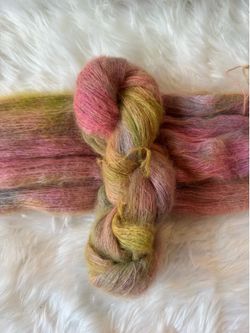 Mohair/Silk- Lace Weight- pink, green, lavender