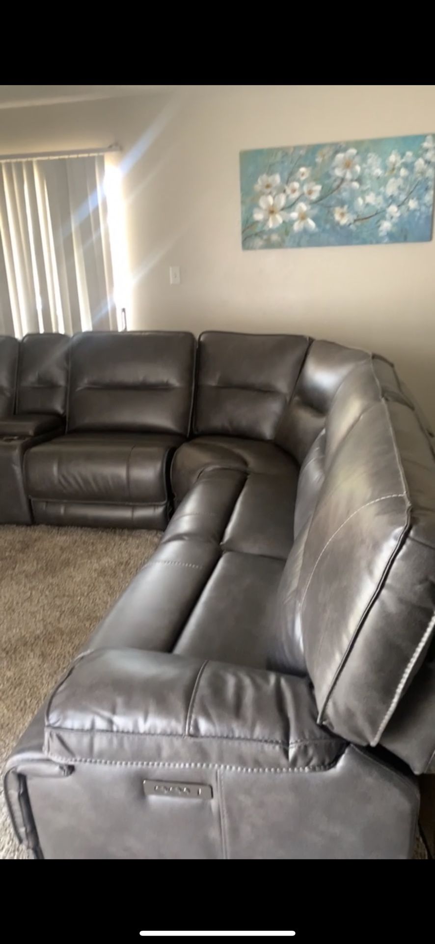 Faux leather Gray L-Shaped sectional