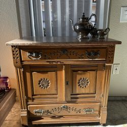 Antique Marble Top Side Table 