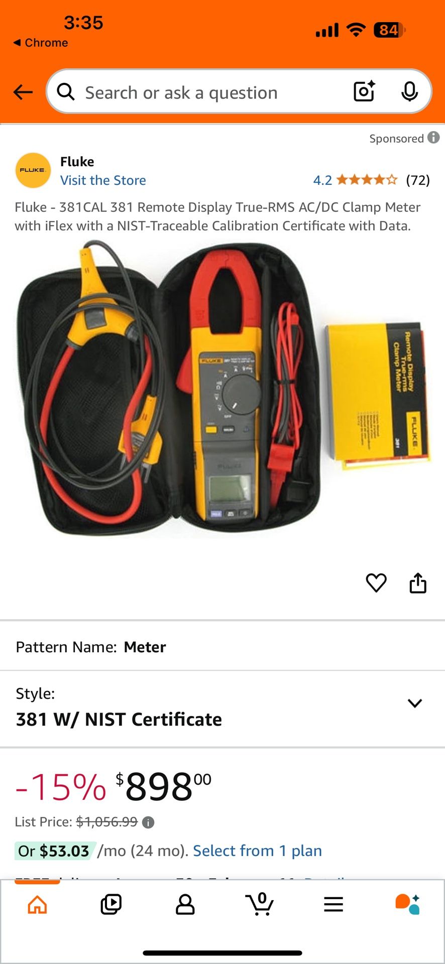 Fluke Clamp Meter Model 381