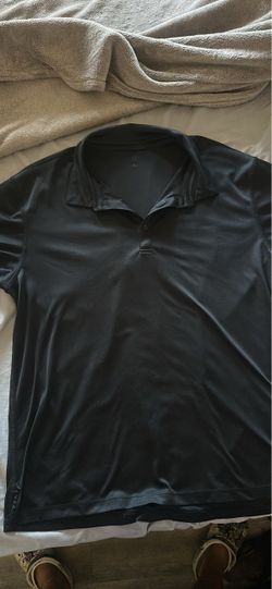 Men's Polo Shirt Black Size XL Regular Fit Solid Short Sleeve Collared Button