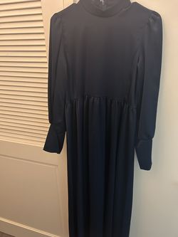 Navy Long Sleeve Midi Dress