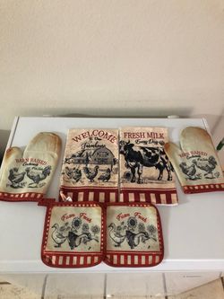 Oven mitt pot holder set