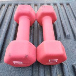 Pair Of 5Lb Rubber Coated Dumbbells 10 Lb Total Weight