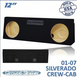 Black 12" Dual Sealed Sub Box, Fits 01-07 Chevy Silverado Crew Cab