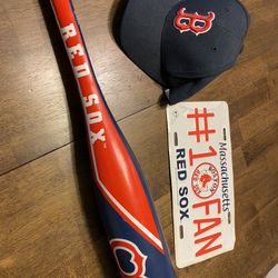 Boston Baseball Fan Gear License Plate, Puma SnapBack Cap 🧢 And Fan Bat