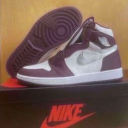 Nike Air Jordan 1 Retro High OG Bordeaux Metallic Silver Size 11 Brand New