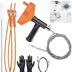 33 Feet Drain Snake Auger, Plumbing Snake Drain Hair Clog Removal Tool, Heavy Duty Toilet Snake Auger, Sink Unclogger Drain Cleaner Tool for Bathroom 