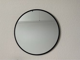 Round Wall Mirror with Black Frame