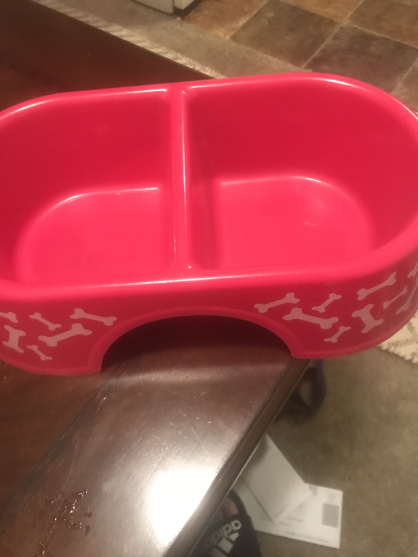 Dog food and water bowl