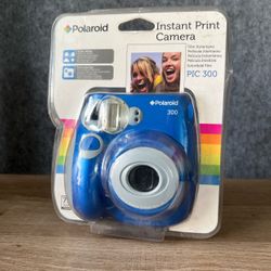 New  Polaroid PIC-300 Instant Film Camera in blue with instant FILM