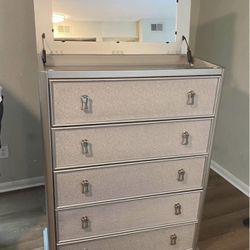 Silver Dresser With Mirror Top 