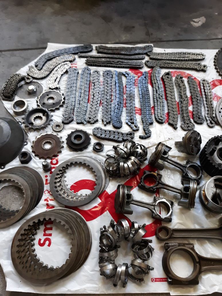 Used motorcycle parts for art applications