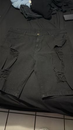 Black Distressed Denim Shorts