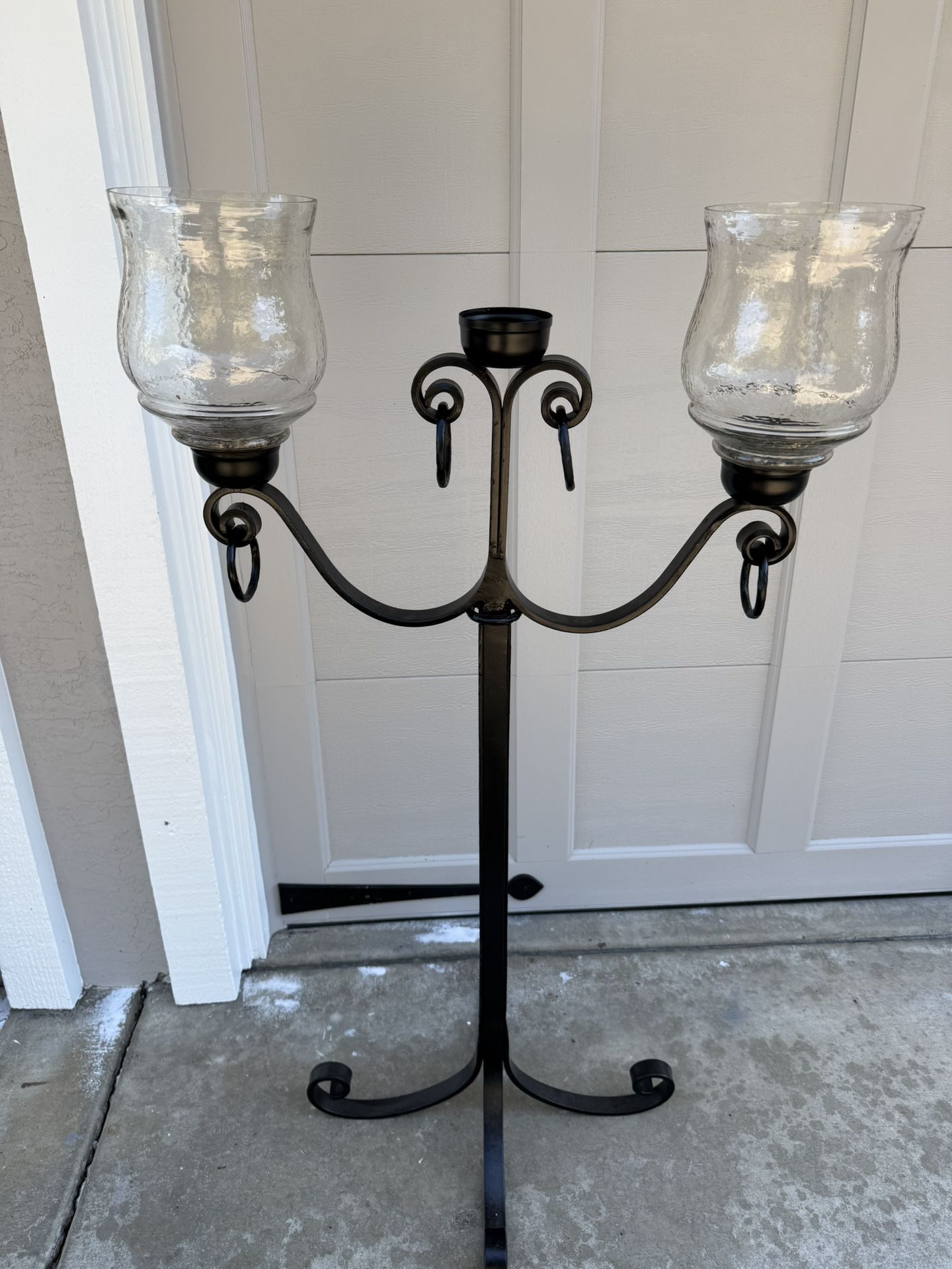 GORGEOUS Metal Candle Holder with Glass Shades