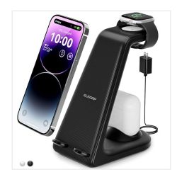 3 IN 1 CHARGING STATION, WIRELESS CHARGER FOR IPHONE 15/14/13/12/11 PRO, FOR APPLE WATCH & FOR AIRPODS, CHARGING CABLE IS REMOVABLE AND REPLACEABLE, L