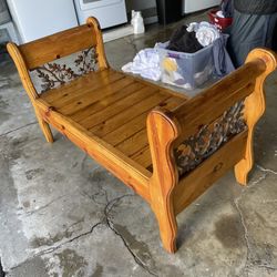 Sleigh bedroom  bench - pine sleigh bed style bench .  54 x 29 x 24