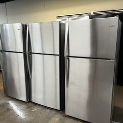 Whirlpool Stainless Steel Top Freezer Refrigerator Apartment Size 