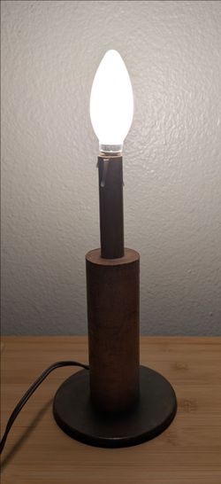 Vintage candlestick primitive lamp spindle