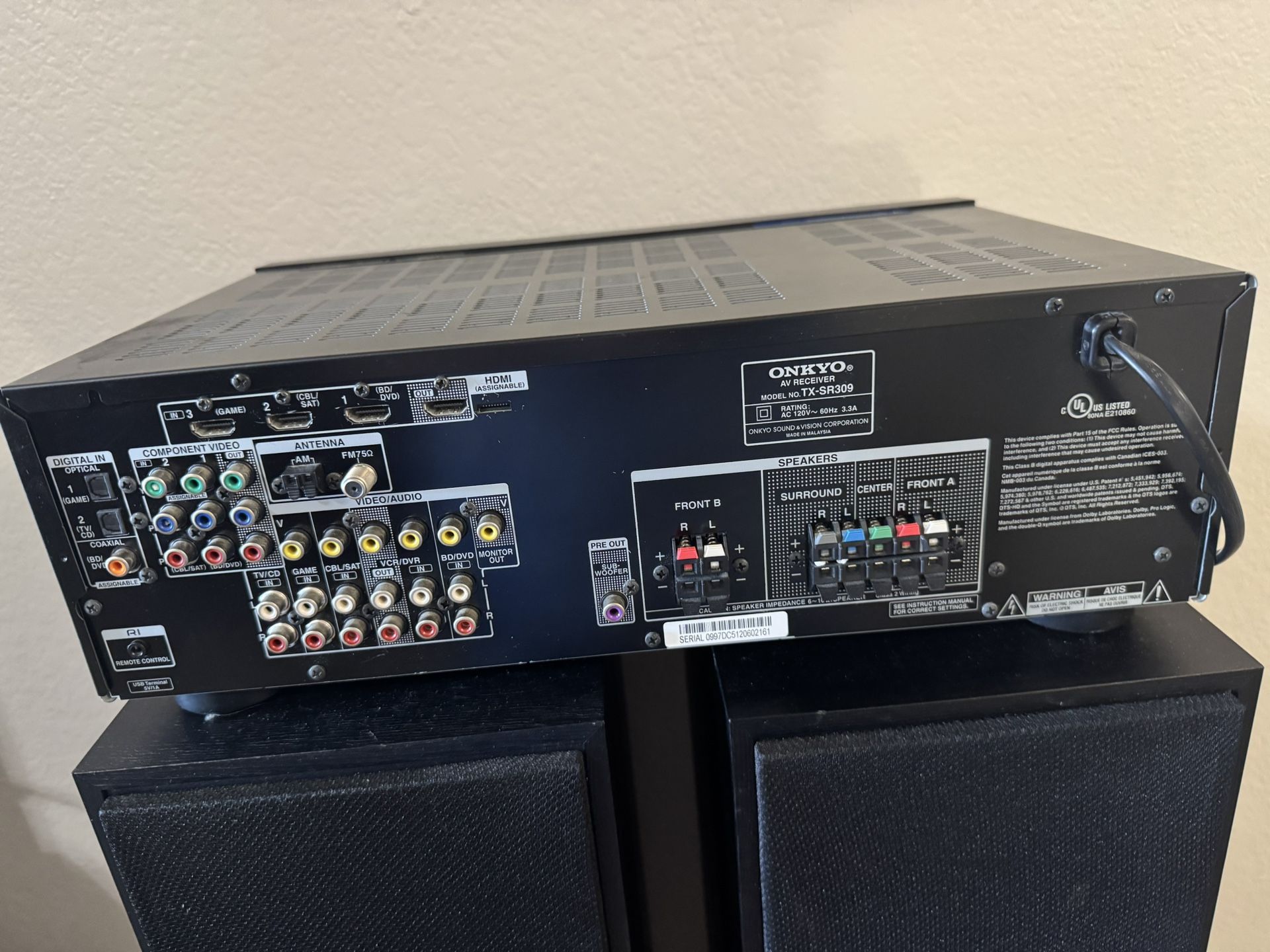 🔊 Onkyo TX-SR309 5.1 Channel AV Receiver – HDMI / Surround Sound – $100 OBO
