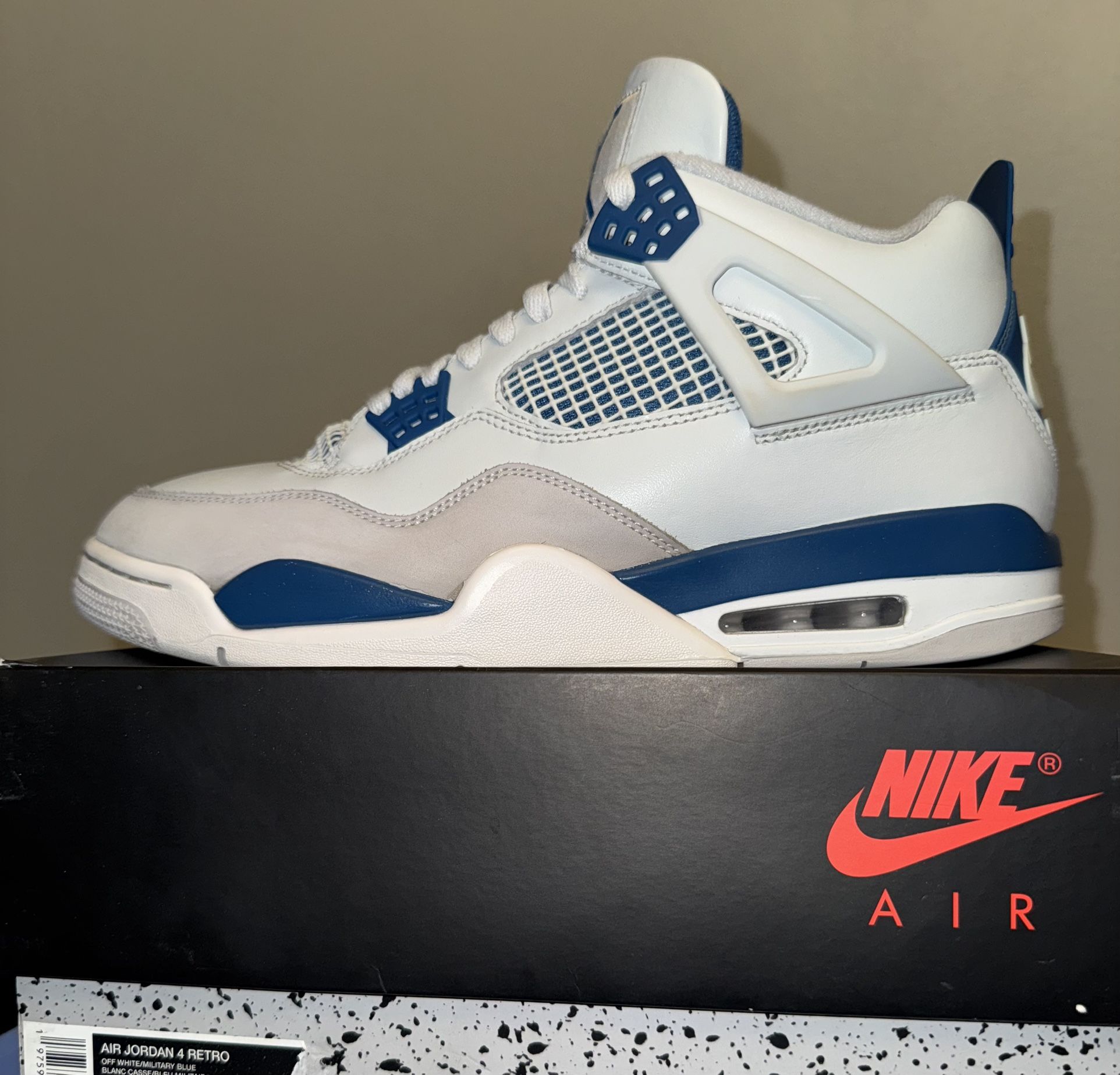 Military Blue Jordan Retro 4 Size 12 Men’s Sneakers Shoes Authentic Footwear 