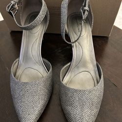 Bandolino Silver Sparkly Ankle Straps