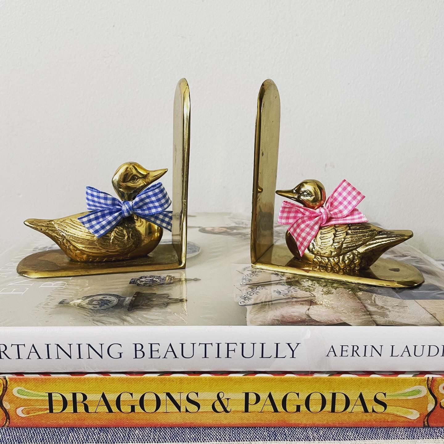 Vintage 1970s Brass Duck Bookends – Pair