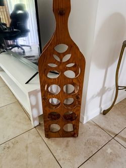 Vintage Wooden Wine Bottle Shaped Floor Wine Rack (Holds 10 Bottles)
