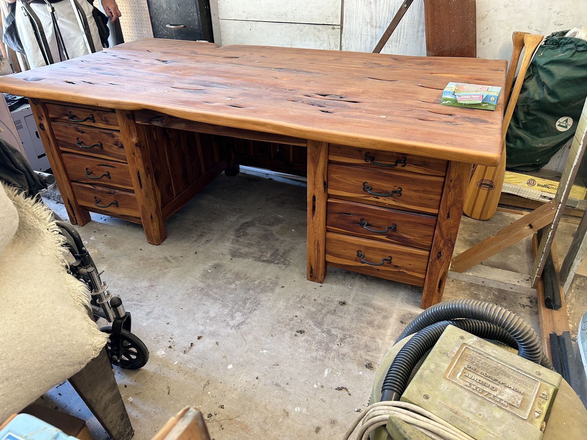 Wood Desk With Glass Top