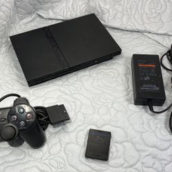 ALL TESTED WORKS ! ! ! SONY PlayStation 2 Slim PS2 SCPH-79001 Controllers Memory Card Black Video Game System Games DVD Player Retro Tech Vintage