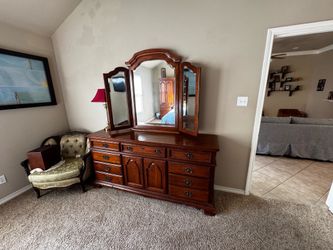 Solid Wood Bedroom Set - King Headboard, Dresser and Cabinets