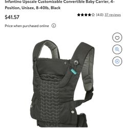Infantino Upscale Customizable Convertible Baby Carrier, 4-Position, Unisex, 8-40lb, Black