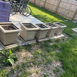 5 Planters - Flower Pots - Vegetables - With Trays 