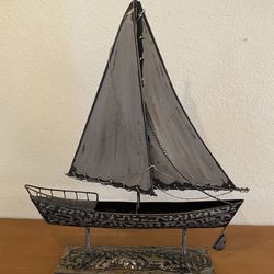 Metal Nautical Sailboat Sculpture
