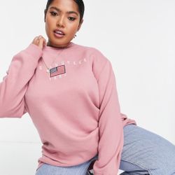 Daisy Street relaxed sweatshirt with Los Angeles print in pink