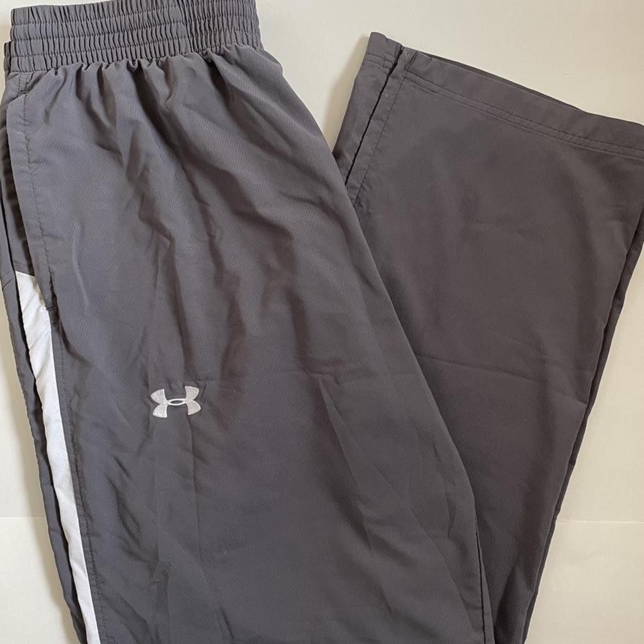 Vintage Mens Under Armour Windbreaker Tracksuit Pants Sportswear Gray/White XL